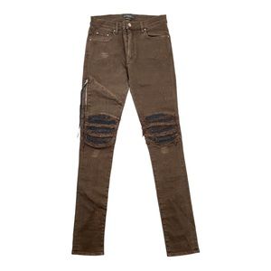 AMIRI MX2 Black Leather Patchwork Skinny Jeans